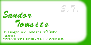 sandor tomsits business card